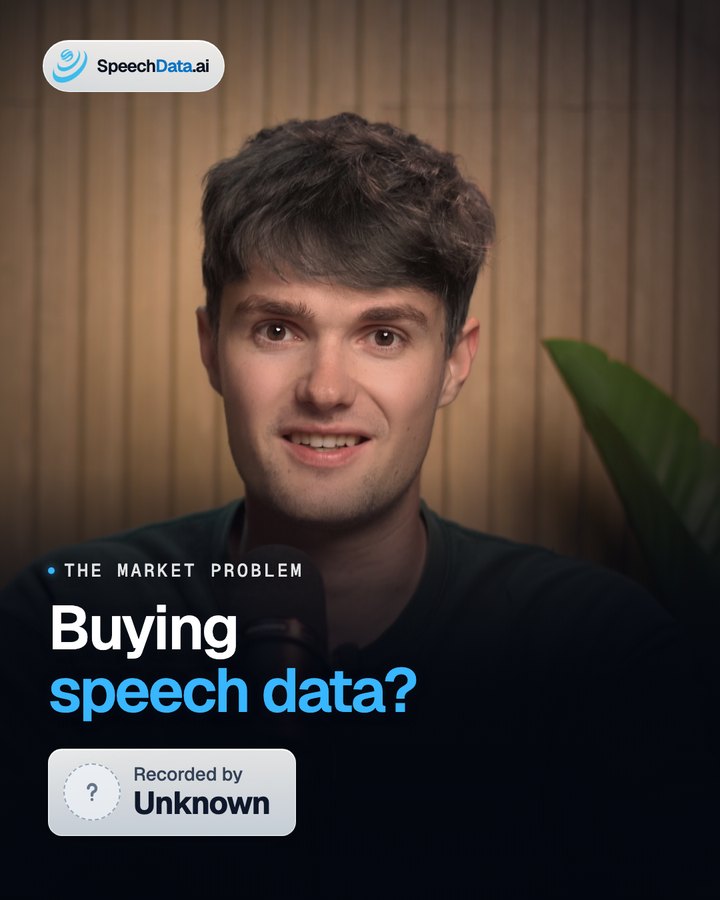 Andreas Kromann Bjærg in the studio, above the headline Buying speech data?